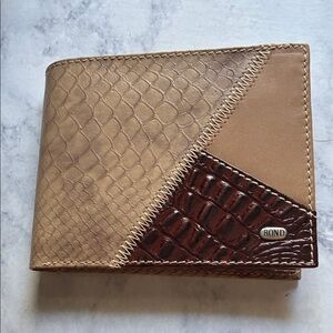 NIB BOND Tan and Brown Leather Key & Card Holder